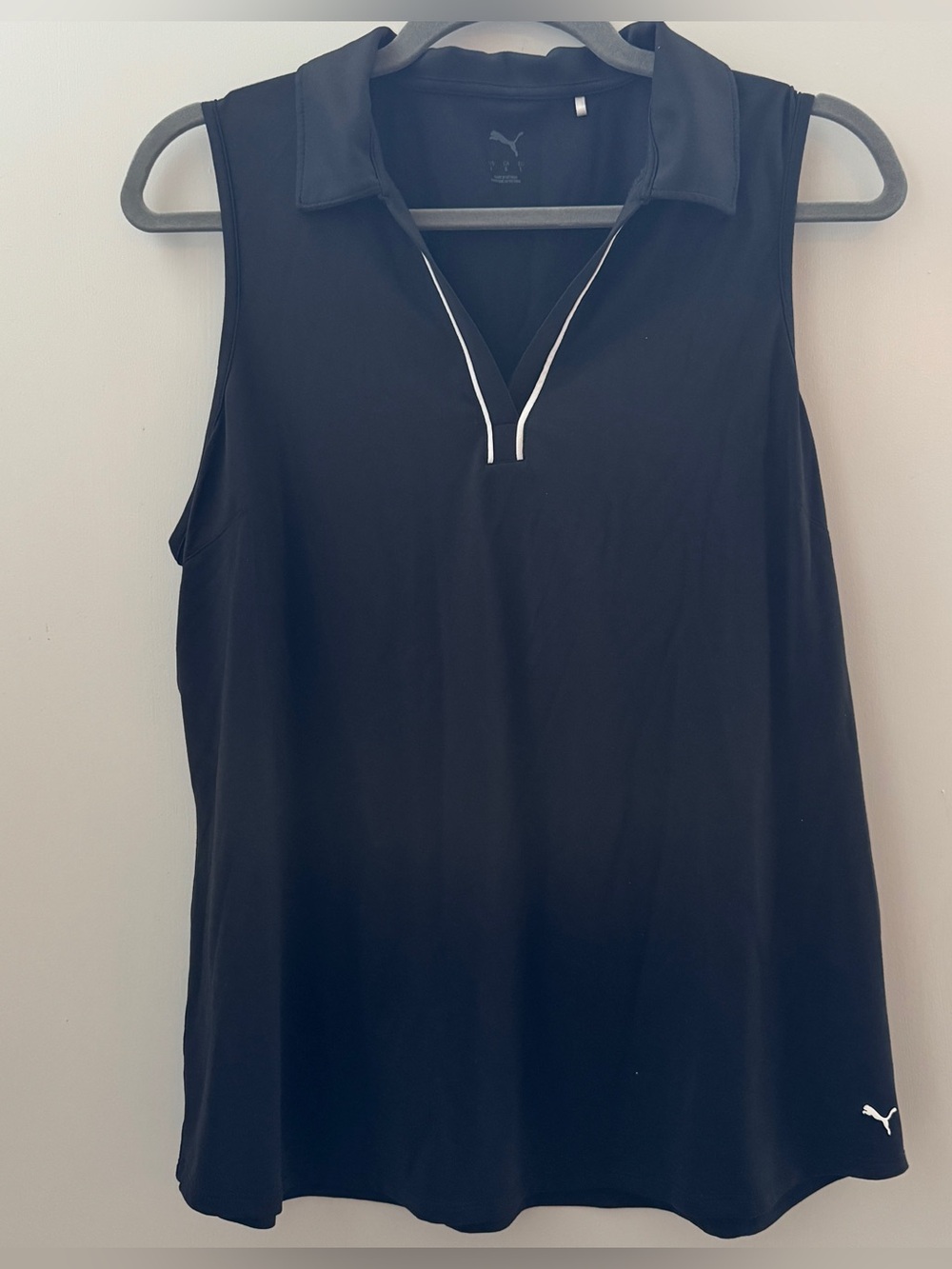 PUMA Black Sleeveless Golf Polo Top Size L